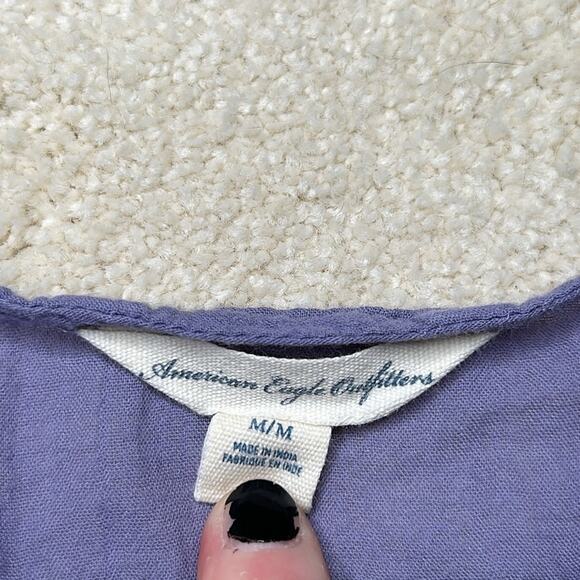 American Eagle: Periwinkle Purple Floral Embroidered Top - Picture 3 of 4